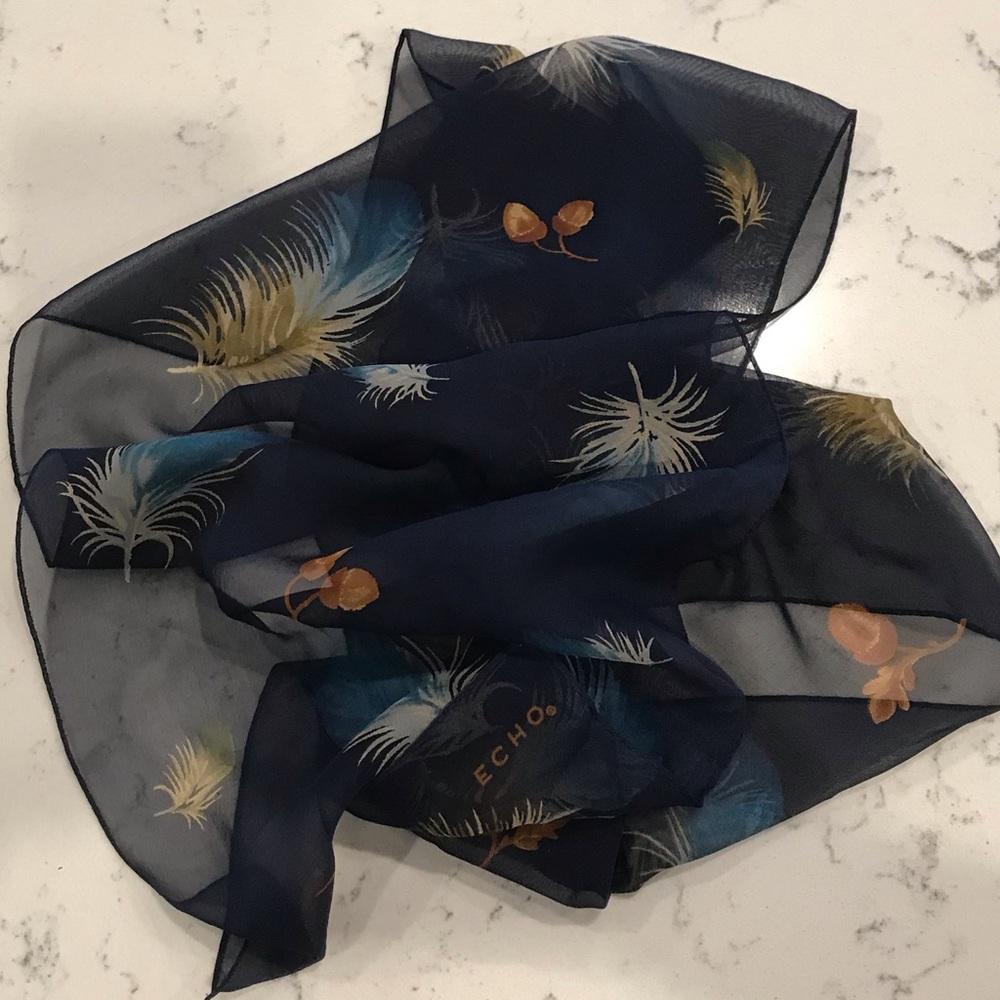 Vintage Echo Rectangular Echo Silk Sheer Scarf - image 4